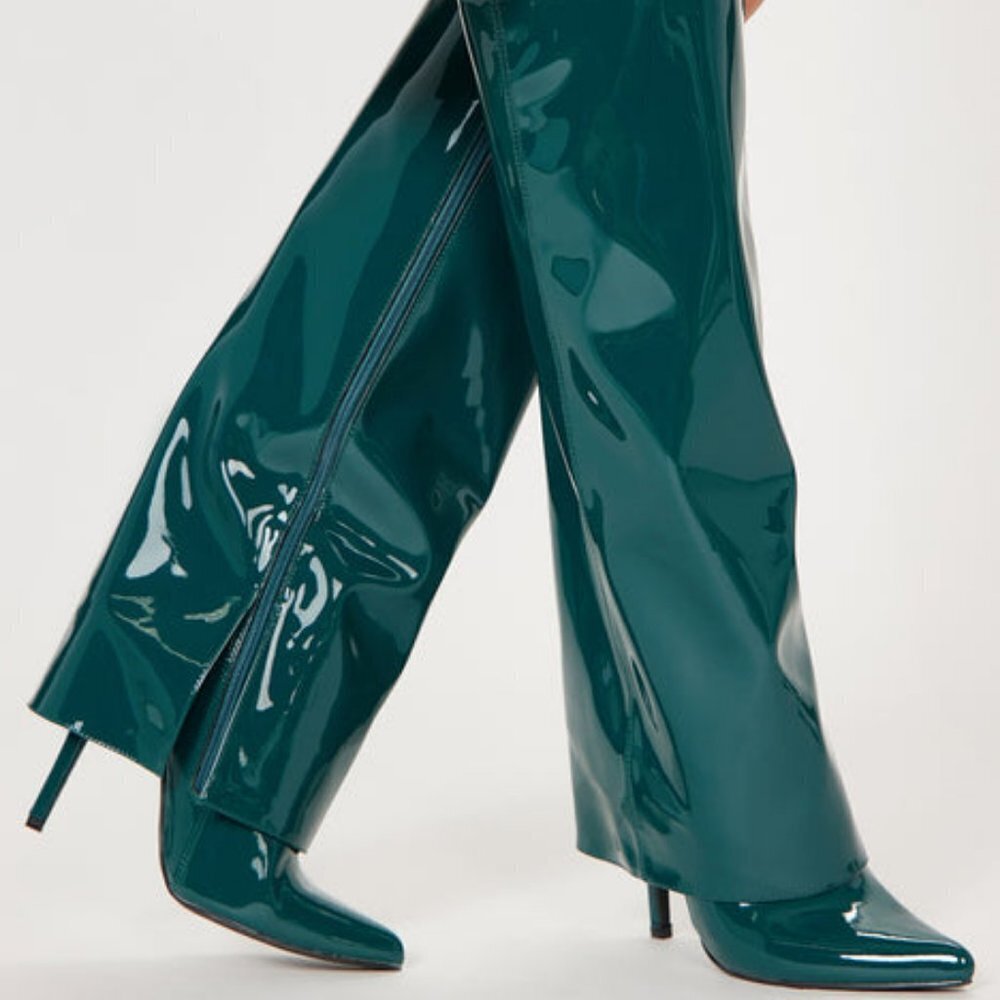 " ALL THE WAY CUFFED UP " - Knee High Boots - Teal ( BRAND NEW  !!! )